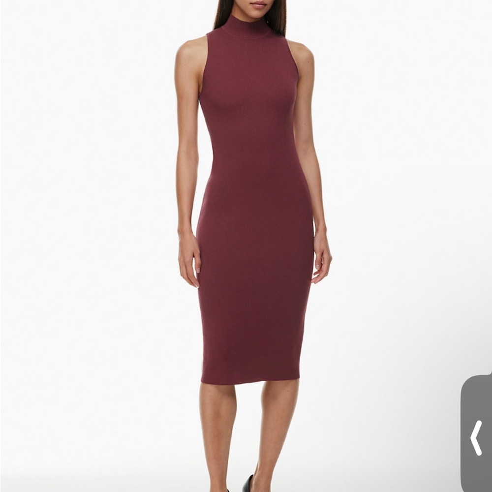 Mockneck sleeveless knit midi dress- Aritzia
